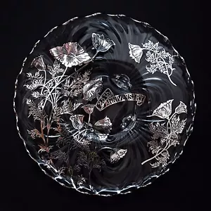 Silber Stadt Flandern 25. Jahrestag 14 1/4" 4 Fuß Torte Kuchenplatte - Bild 1 von 9