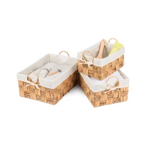 Lot de 3 paniers de rangement en osier herbier marin salle de bain tissage organisateur - Photo 1/7