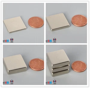 Multiple Thickness 7/8" 22.2mm width Rare Earth Neodymium Block Square Magnet - Picture 1 of 4