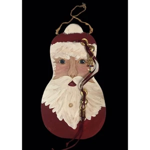 Handbemalte Weihnachtsmann Gesicht Holz Wanddeko Plakette Folk Weihnachten 1999 - Bild 1 von 14