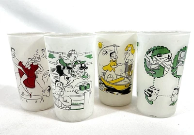 Juego de copas de cóctel arriesgadas de mediados de siglo de colección años 50 añade una línea y muéstralo Highball x4 Foto 1 de 4