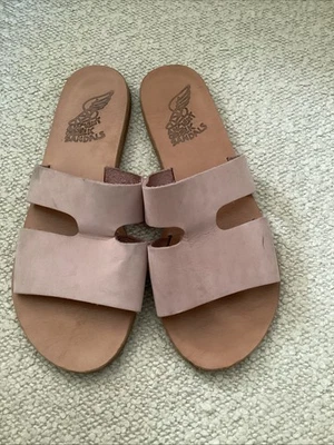 ANCIENT GREEK SANDALS Apteros Slide Sandal In Nubuck Pink, size 39 / 8 - Image 1 of 4
