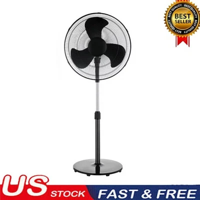 18-дюймовый 3-скоростной колебательный пьедестальный вентилятор с регулируемой наклоном головкой вентилятора охлаждения черный - Изображение 1 из 4