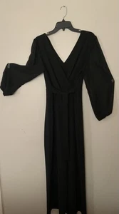 Black Jumpsuit Sheer Sleeves - Picture 1 of 3