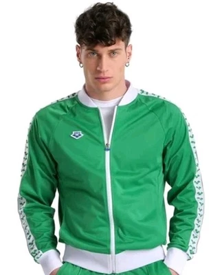 Chaqueta Arena Track Vintage Verde Blanco Cinta Logo Cremallera Talla M Retro Años 80 90 Foto 1 de 4