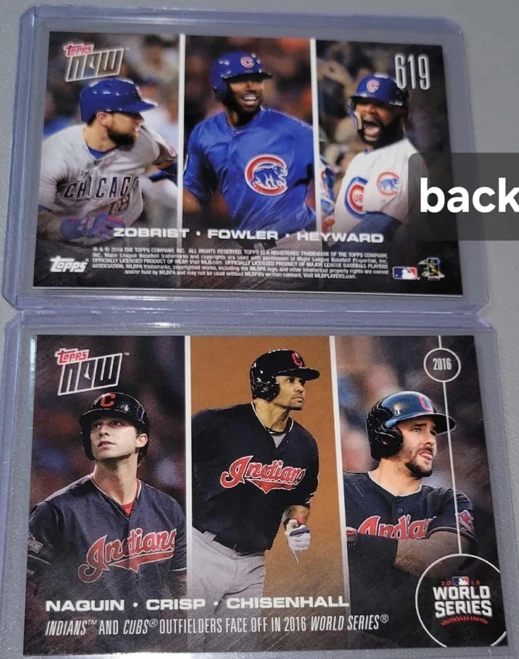 2016 Topps Now 619 Chicago Cubs Cleveland Indians World Series Outfield PR-1129 - Image 1 of 1