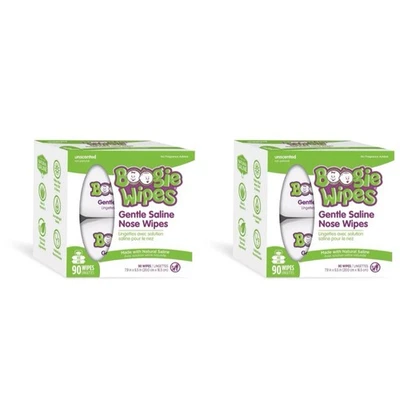 2 Ct. Boogie Wipes Saline Nose Wipes Unscented - 90ct (180 wipes Total) - Image 1 of 4