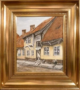 UNIDENTIFIED ARTIST! CITY SCENERY WITH OLD HOUSES - Picture 1 of 4
