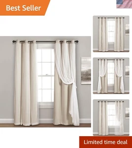 Sofisticadas cortinas opacas de trigo con superposición transparente personalizable, 38x84 - Imagen 1 de 11