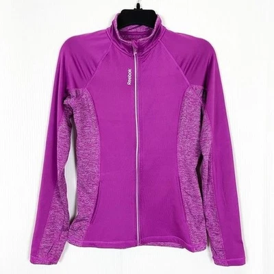 Reebok Full Zip Athletic Jacket Workout Reflective Womens XS Magenta Pink - Image 1 of 4