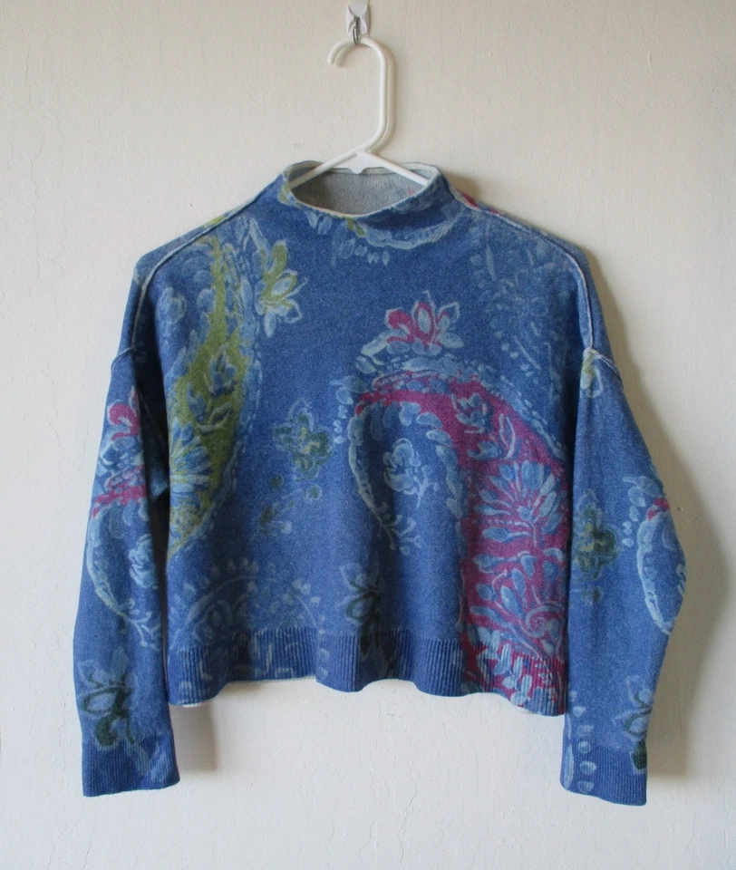 Suéter Pilcro X Anthropologie Azul Paisley Alani Cachemira Cuello Simulado Talla XXS Foto 1 de 4