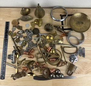 Vintage Craft Metal Supplies Steampunk Brass Bells Keys Trim Brass Mixed Media - Picture 1 of 10