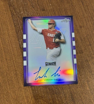 Landon Sims 2018 Leaf Metal Perfect Game Purple Auto Bulldogs Diamondbacks /25 - Image 1 of 2