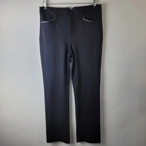 NYDJ Women Size 12 Black Straight Smart Stretch Trousers Career Office Work - Picture 1 of 12