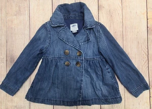 Old Navy Collared Denim Coat Jacket Girl's Size 4T Blue 4 Buttons Pockets - Picture 1 of 4