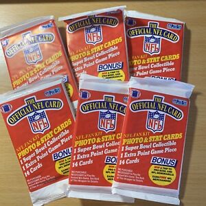 (6) 1989 Pro Set Series 1 Football Sealed Wax PACKs From Wax Box. 14 Cards per