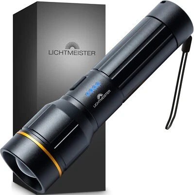 LICHTMEISTER Torcia LED Ricaricabile 2000 Lumen Batteria 5000 mAh IP44 - Imagen 1 de 4