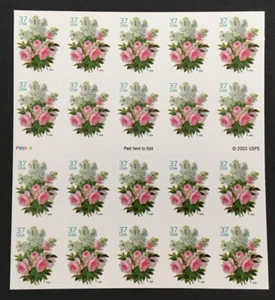 #3836 Garden Bouquet  37 Cent  booklet Full pane of 20 Stamps MNH OG P88888 - Picture 1 of 2