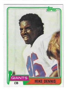 1981 TOPPS MIKE DENNIS #156 NEW YORK GIANTS WYOMING - Picture 1 of 2