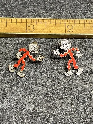 Vintage Ready Kilowatt Silver Tone And Red Earrings - Image 1 of 4