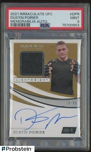 2021 Panini Immaculate UFC Dustin Poirier Patch AUTO 39/99 PSA 9 MINT - Picture 1 of 2
