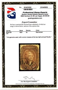 USA Scott #28 5c Thomas Jefferson Stamp. Used. Type I. PSE Certified. CV $1100 - Picture 1 of 3