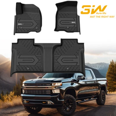 Alfombrillas 3W para Chevrolet Silverado 1500/GMC Sierra 2019-2025 Denali doble cabina Foto 1 de 4
