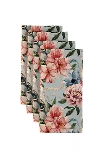 Servilletas florales y plumas azules de 18"" x 18"" 1 docena - Imagen 1 de 1