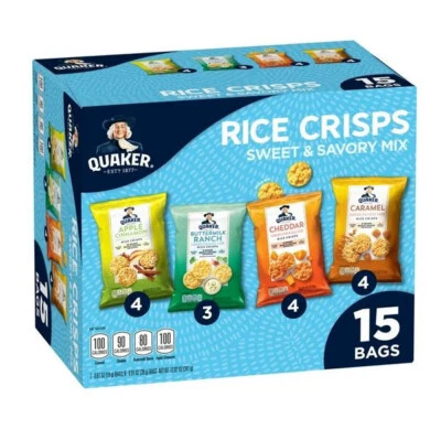 Patatas fritas de arroz cuáquero variedad dulce y salada (caramelo, cheddar, manzana canela, ran Foto 1 de 4