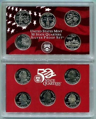 2000-S Silver Proof State Quarter Set - NO BOX or COA - Fresh - Free Shipping Cover