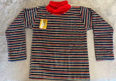 De colección Años 80 Buster Marrón Irregular Talla 5 Colores Primarios Cuello Alto Rayas Foto 1 de 4