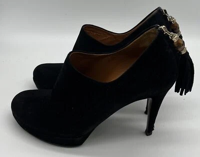 Gucci RE-SOLED Betty Negro Gamuza Plataforma Botín con Borla de Bambú talla 37.5 Foto 1 de 4