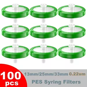 100 piezas filtro de jeringa PES 13 mm 25 mm de diámetro, 0,45 micras 0,22 μm tamaño de poro HPLC Lab - Imagen 1 de 15