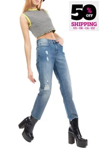 PVP €130 GAS Boyfriend Jeans W25 L28 parche con logotipo rasgado - Imagen 1 de 5