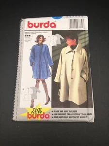 Burda 3334 Coat Jacket Collar Less Pocket Full Swing Ladies New Uncut Pattern - Picture 1 of 3