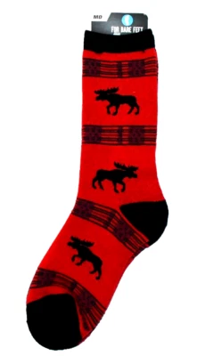 NUEVO CON ETIQUETAS Calcetines a Cuadros Alce Rojo y Negro Media Pantorrilla Unisex Cálidos y Cómodos Foto 1 de 4