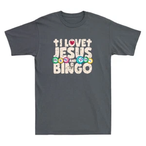 I Love Jesus And Bingo Divertidos Juegos de Tablero Cristianos Vintage Camiseta para Hombre - Imagen 1 de 8