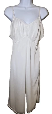Vintage 1950's Seamprufe White Full Slip Lace Chiffon Embroidered Size 36 - Image 1 of 4