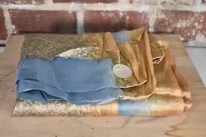 Vintage Mohamed Mustafa Sarees Indian Blue and Gold Pattern Cloth - Picture 1 of 2