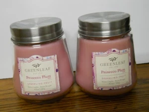 Lot of 2 Greenleaf Prosecco Plum Scented Candles Sparkling Fruit 4.3 oz New - Picture 1 of 2