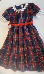 J. Crew Crewcuts Girls Tartan Sz 10 Plaid Ruffle Short Puff Sleeve Tiered Dress - Picture 1 of 18