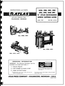 Sierra caladora Atlas 18" manual de operación y piezas No.4011 - Imagen 1 de 1