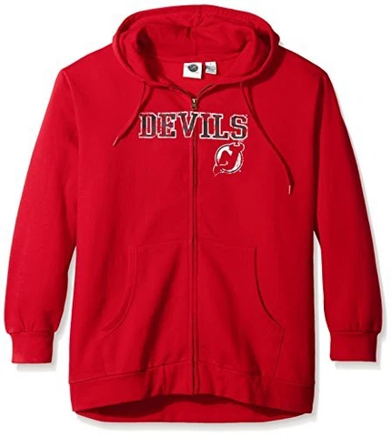 Profile Big & Tall Women's NHL Team Full Zip Hoodie with Distress Word Mark, Red Cover