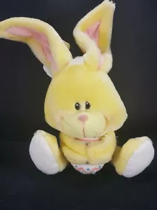 Mattel Emotions Plüschhase Kaninchen gelb hält Osterei mit Etikett 11 Zoll - Bild 1 von 4