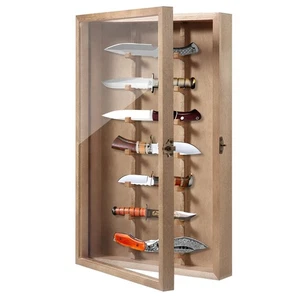 Holz Konvolut Messer Vitrine Acryl Tür Wandhalterung Taschenmesser Box - Bild 1 von 7