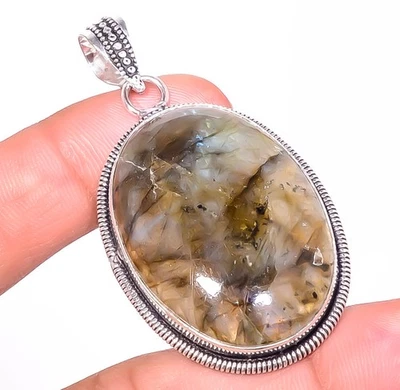 Labradorita Natural - Colgante Joyería Chapado en Plata Canadá 2.15" P785-325 Foto 1 de 4