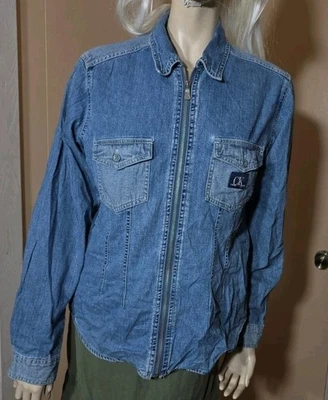 Camisa vaquera vintage para mujer Calvin Klein Rodeo Western años 90 talla L logotipo desteñido Y2K Foto 1 de 4