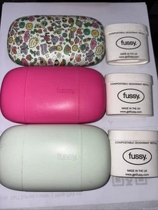 3 Fussy Deodorant Holders CHOOSE Any Colour Holders + 3 Mixed Refills 40gms - Picture 1 of 4