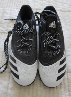 Adidas Black & White / Black Cleats Size 4.5 Male - Image 1 of 4