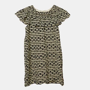 Burberry Children Cream Stripe Print Silk Ruffled Lilla Dress 10 Yrs - Picture 1 of 5